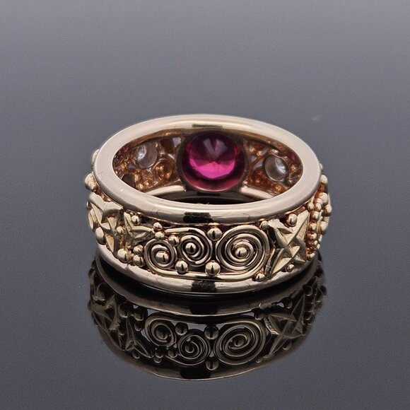 14KT Yellow Gold Diamond & Natural Ruby Walkers Celtic Jewelry Band Ring 5.5 - Picture 11 of 16